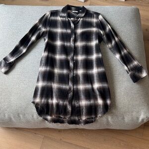 dylan Black and White Plaid Button-Up Shirt/Dress